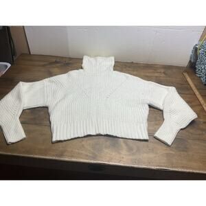 Varley Rogan Sweater Women's Large Ivory Stretch Long Sleeves Turtle Neck